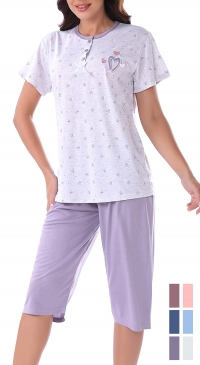 Plus size pajamas with long shorts for women