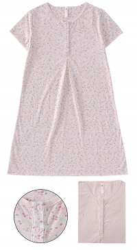 Printed and plain summer nightgown set