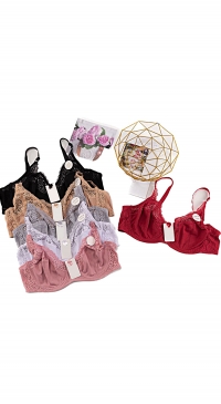 F cup bra in cotton and lace