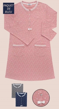 Long-sleeved nightgown BLUE
