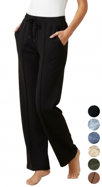 Straight pants with elastic waist