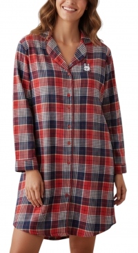 Long sleeved plaid nightgown (M to XXL)