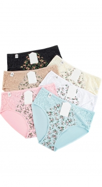 Large size cotton floral and lace panties