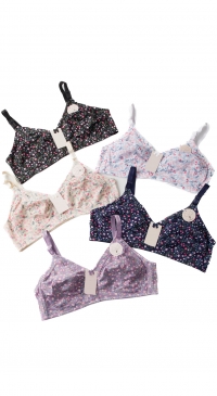 Floral bra, F cup, without padding or underwire