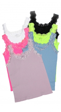 Tank top with lace and wide straps