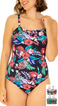 One-piece non-slip swimsuit with floral print