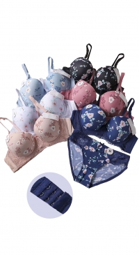 Floral print bra C cup and panties