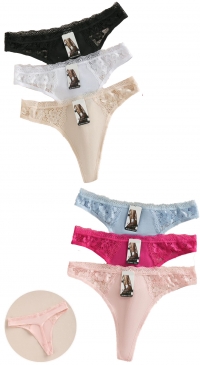 Sexy cotton and lace thong
