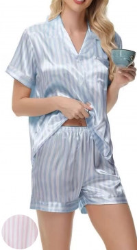 Pastel striped satin summer pajamas