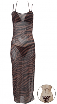 Tiger print bikini and matching beach dress