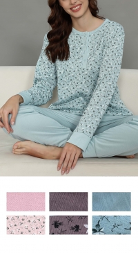 Fleece pyjama trousers with flower print