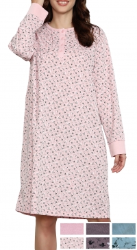 Floral print fleece nightdress M to XXXL