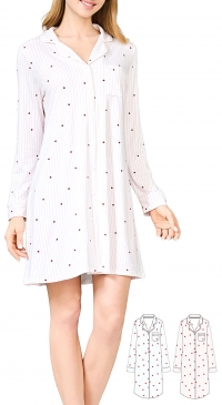 Striped nightie with heart print S to XXL