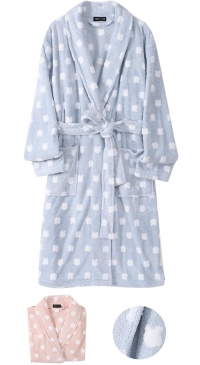 Fleece bathrobe with little rabbit print S to XL