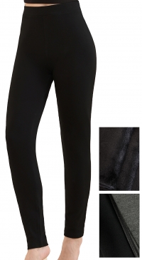 Black and gray velvet-effect fleece interior legging pants
