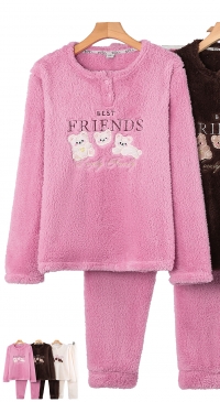 Pilou pilou pajamas with embroidered writing and teddy bears (S to XXL)