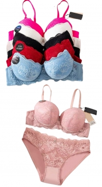 B-cup lace push-up bra and matching panties