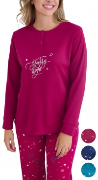 Thick cotton fleece pajamas with embroidery and print M to 3XL