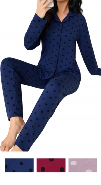 Autumn-winter pajamas dots print S to XXL