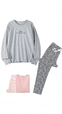 Cotton pajamas with leopard pants S to XXL