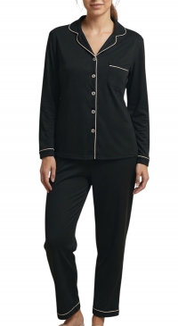 Black Plain pajamas with jacket and pants