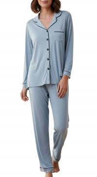 Pyjama uni veste et pantalon bleu