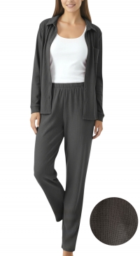 3-piece waffle fabric fashion pajamas S to XL gray