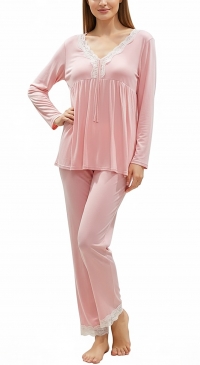 Flowy mid-season pyjamas with pink lace