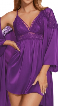 Sexy lace babydoll and kimono, sizes S/M, M/L, L/XL, purple