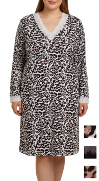 Animal print and lace nightgown, sizes M to 3XL