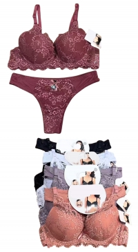 Push-up bra and thong set (cup size B)