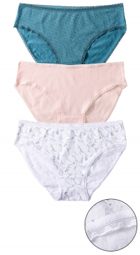 Printed cotton and elastane panties, sizes M to XL