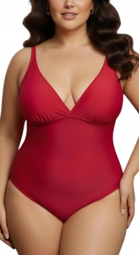 Red one-piece swimsuit