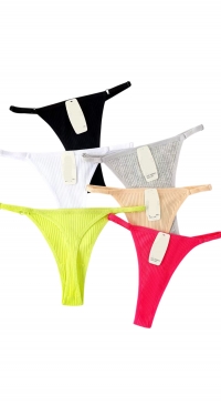 Ribbed cotton thong, sizes S to XL