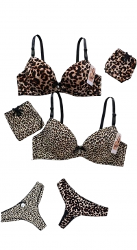 Leopard print bra, B cup, with matching thong