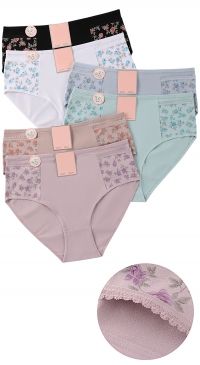 Plus size cotton briefs with floral print, XL-2XL-3XL-4XL
