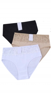 Plus size plain panties with lace trim, sizes L-XL-2XL-3XL