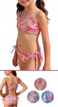 Floral print children's and junior's bath bikini