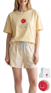 Women's summer cotton pyjama shorts with a positive message