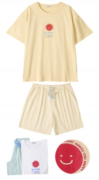 Women's summer cotton pyjama shorts with a positive message
