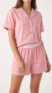Summer pyjamas, 100% cotton, button-up top and elasticated shorts