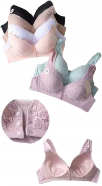 D-cup push-up bra with front snap closure