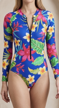 Blue long-sleeve surf swimsuit