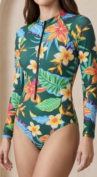 Maillot de bain manches longues surf VERT