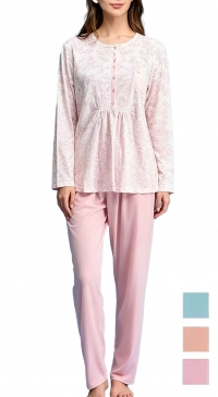 Comfortable mid-season heart-print pajamas (Sizes M–XXXL)