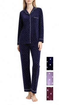 Small-heart print plush-effect fabric pyjamas – Assortment of sizes M, L, XL, 2XL, and 3XL