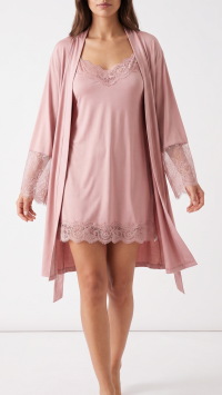 Lace Nightdress & Kimono – PINK (M L XL XXL)