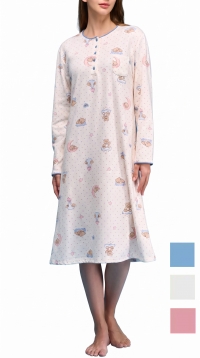 Teddy Bear and Stars Print Nightgown – Size Assortment S-M-L-XL-XXL