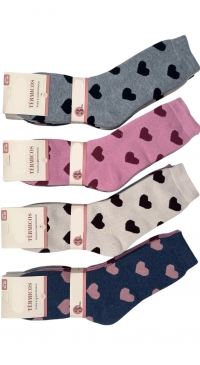 12 pairs of women's socks – heart print – thermal fabric – sizes 35–40