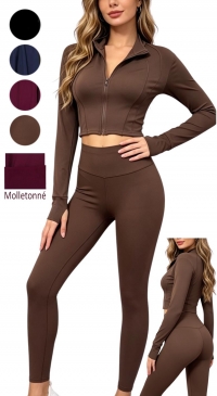 Sports set: leggings and cropped zip-up jacket